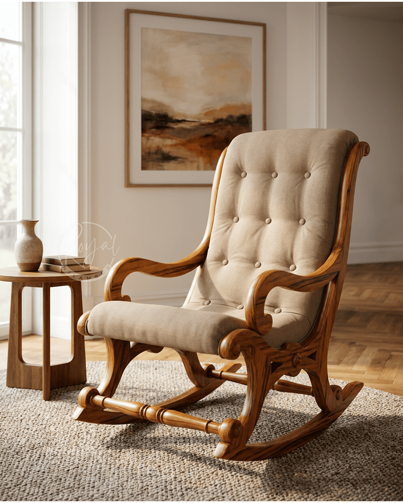 Royal Avenor Nilambur Teak Wood Rocking Chair