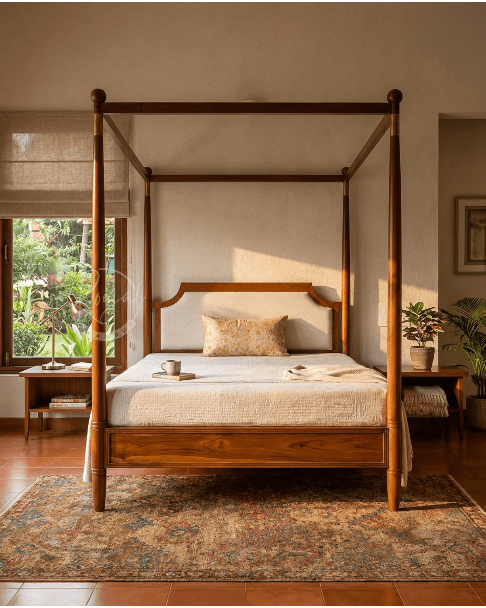 Royal Jupiter Nilambur Teak Wood Canopy Cot
