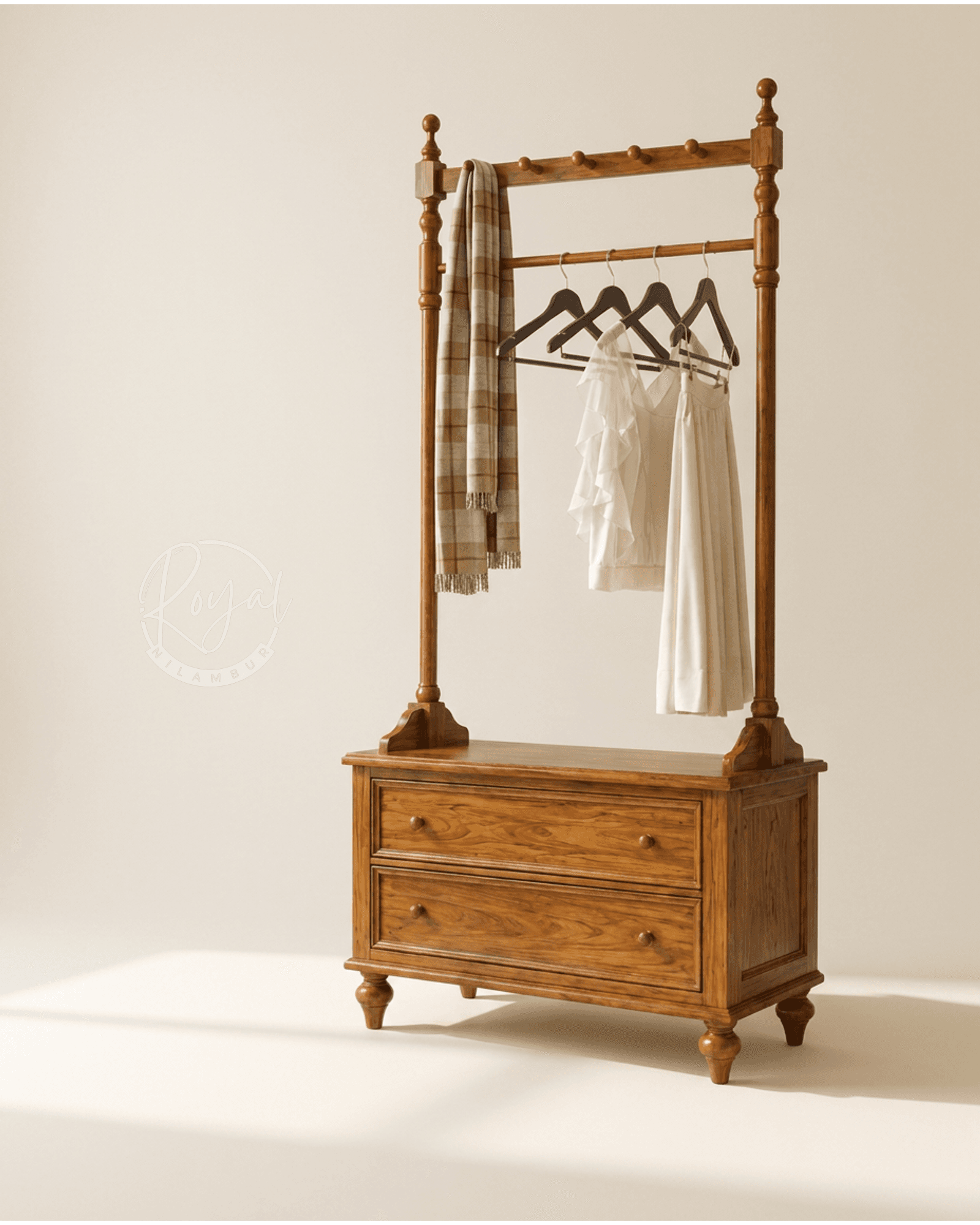 Royal Zanyx Nilambur Teak Wood Clothes Rack