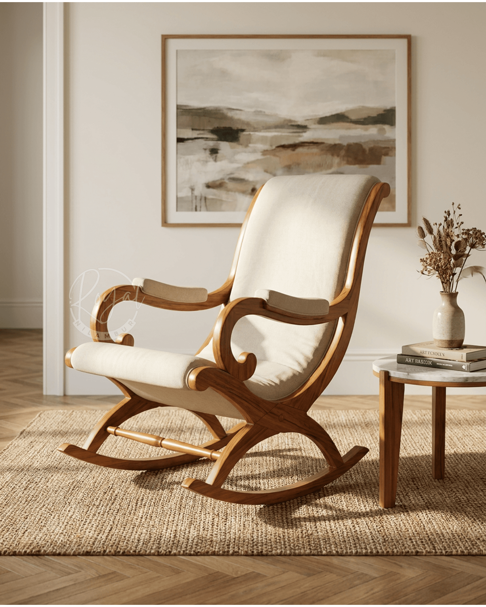 Royal Aurevia Nilambur Teak Wood Rocking Chair