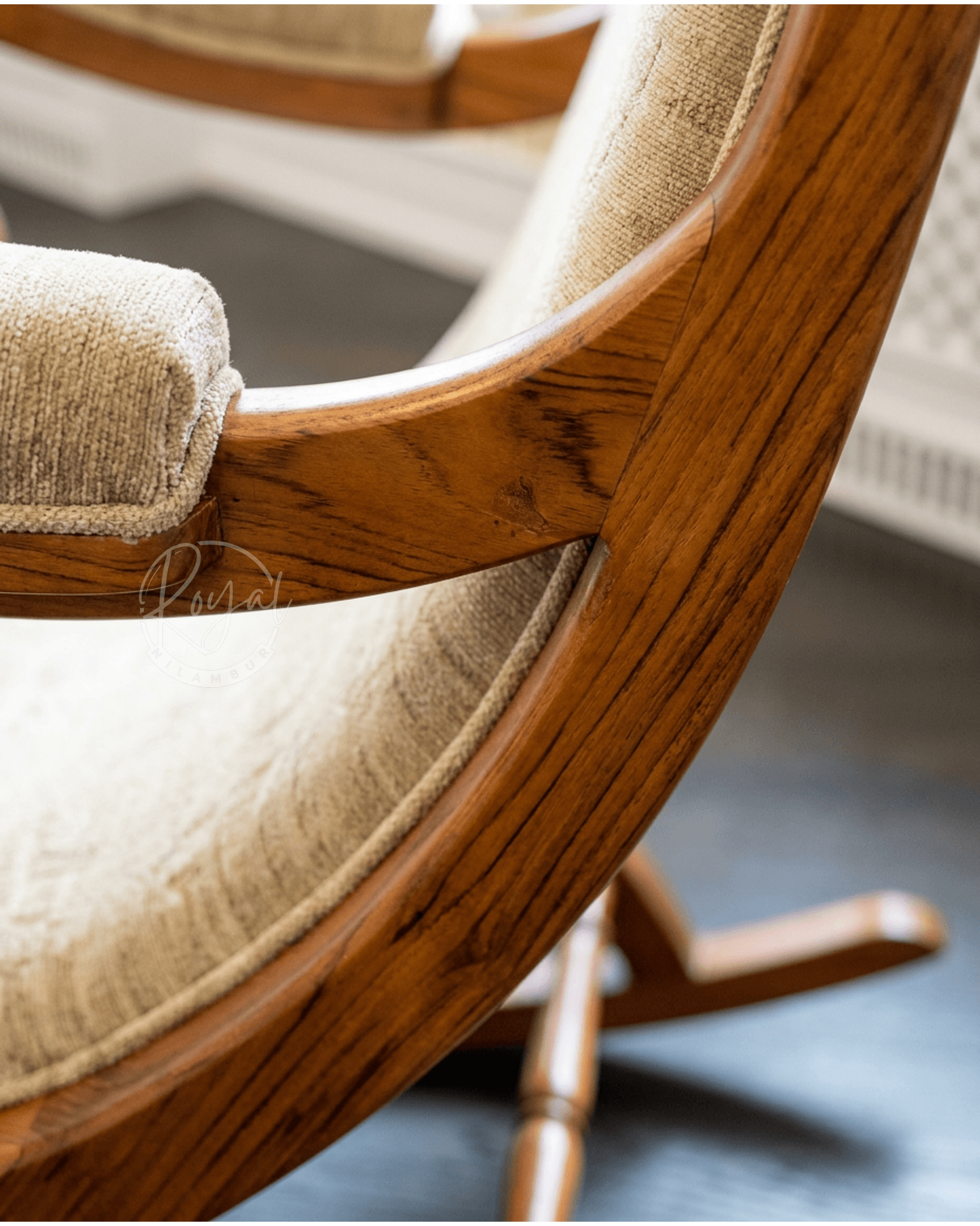 Royal Aurevia Nilambur Teak Wood Rocking Chair