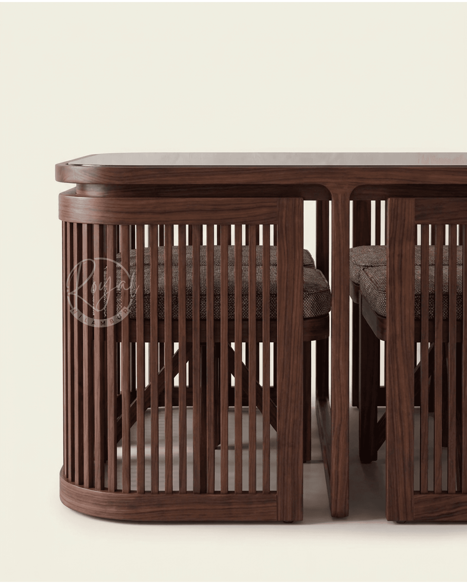 Royal Ahitiq Nilambur Teak Wood Kitchen Table With Glass Top