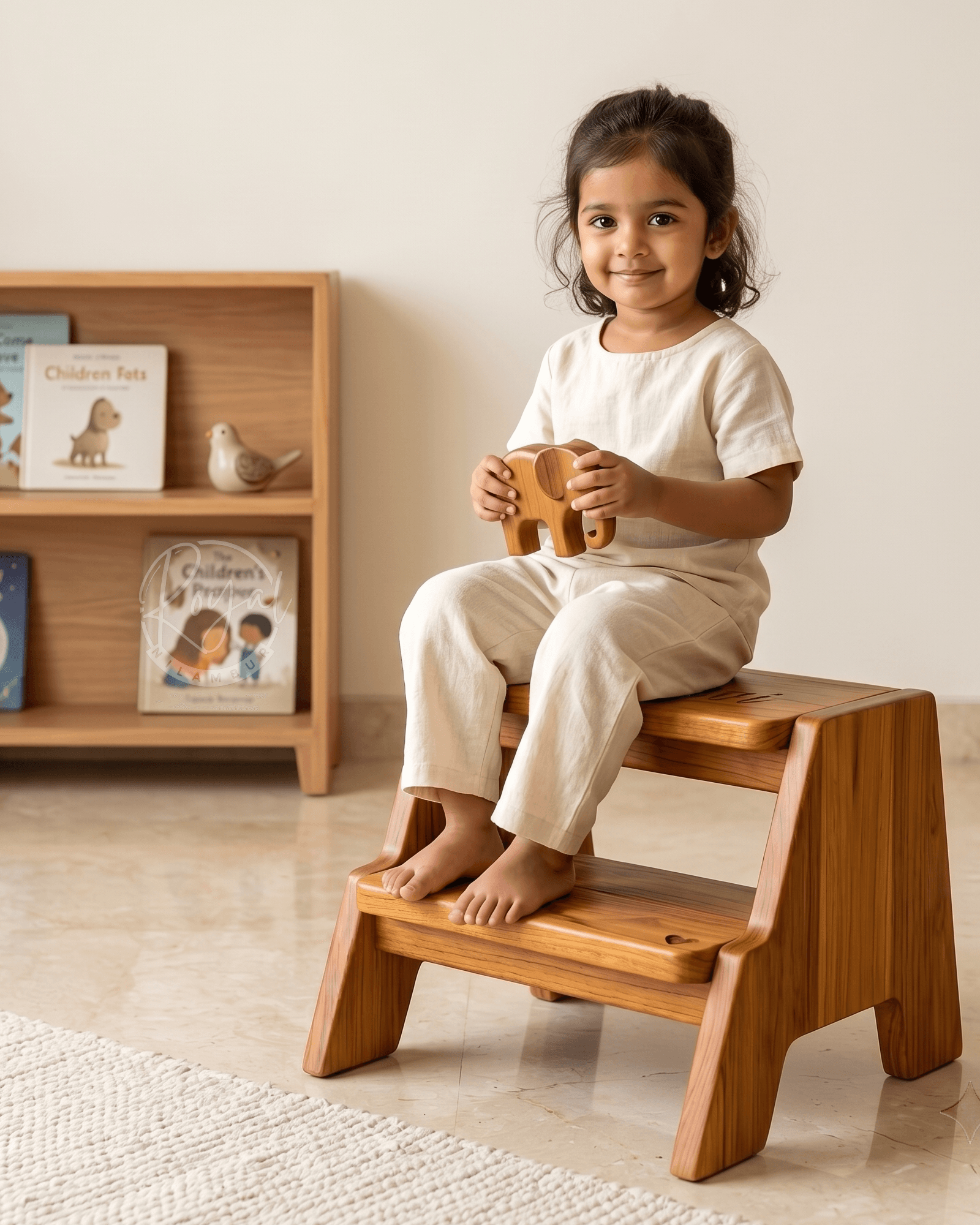 Royal Tarvix Nilambur Teak Wood Step Stool