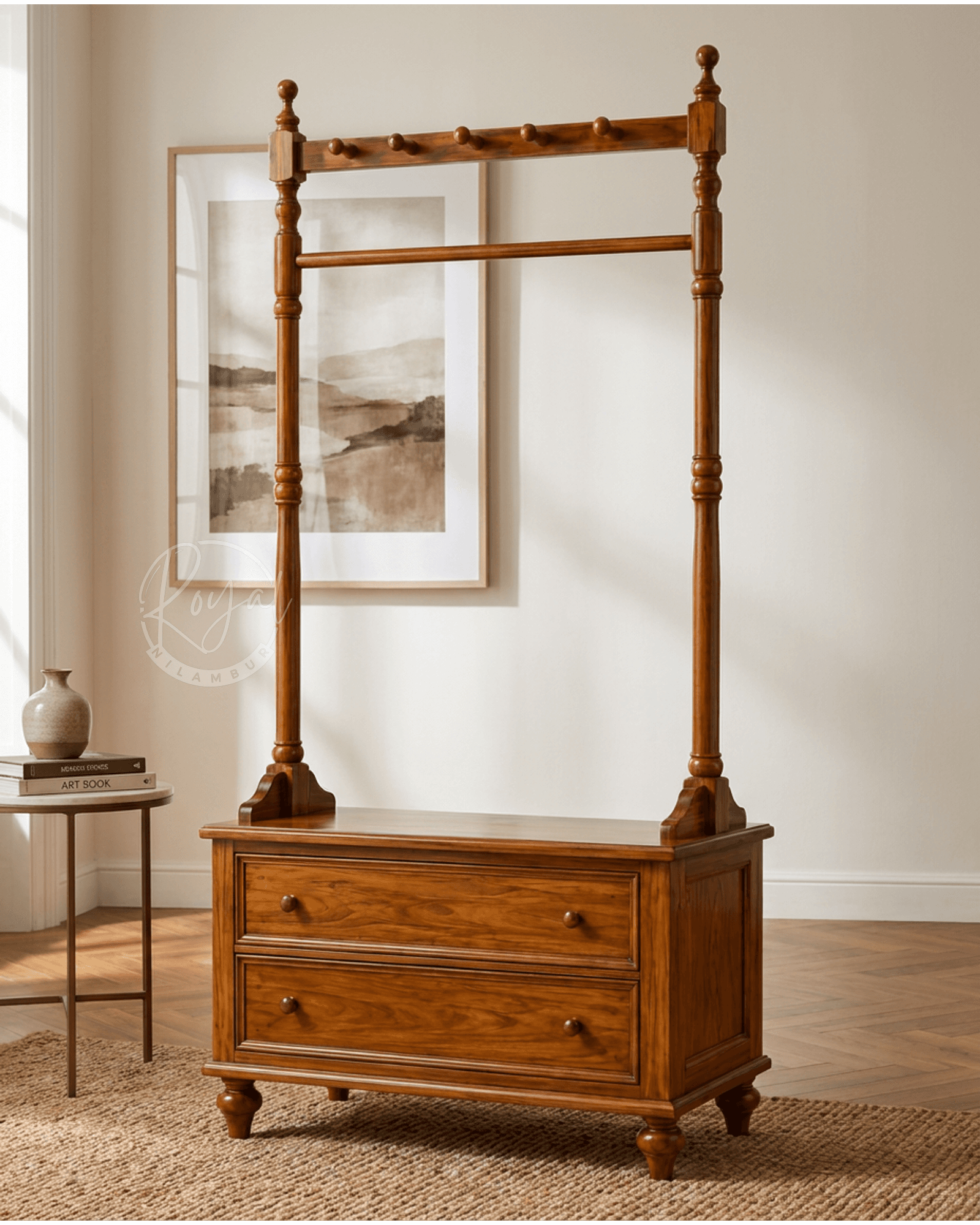 Royal Zanyx Nilambur Teak Wood Clothes Rack