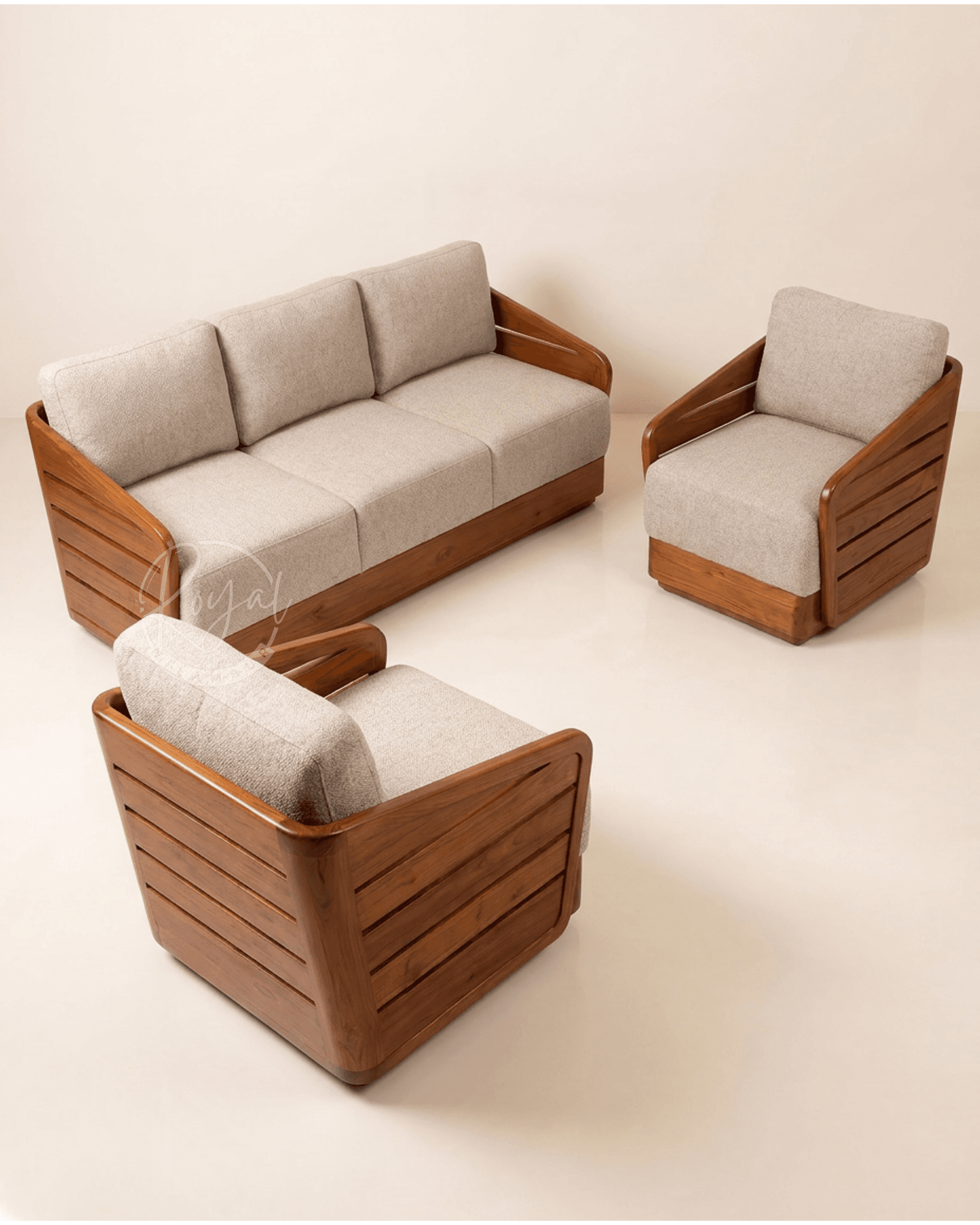Royal Vedix Nilambur Teak Wood 5 Seater Sofa