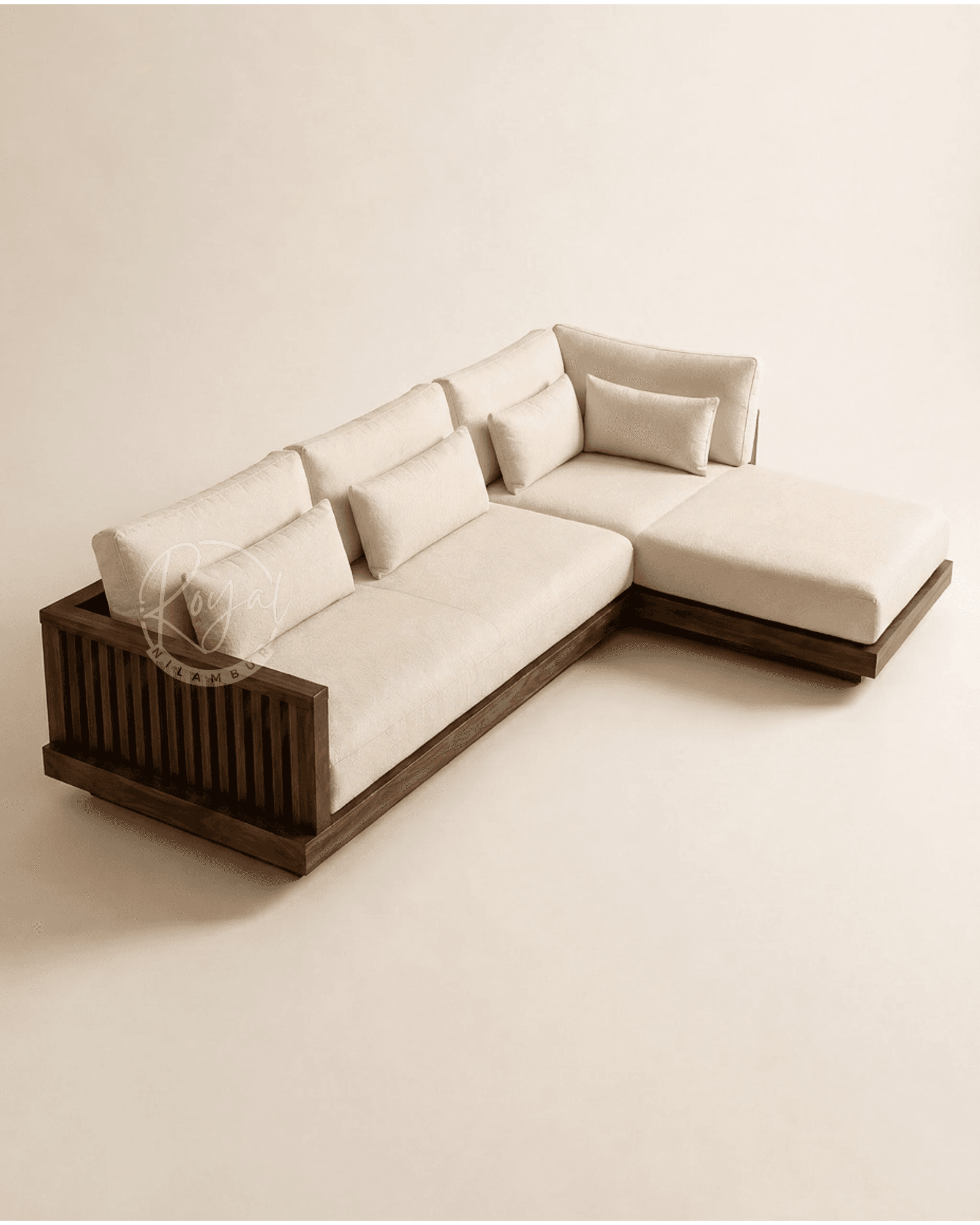 Royal Tyva Nilambur Teak Wood Corner Sofa