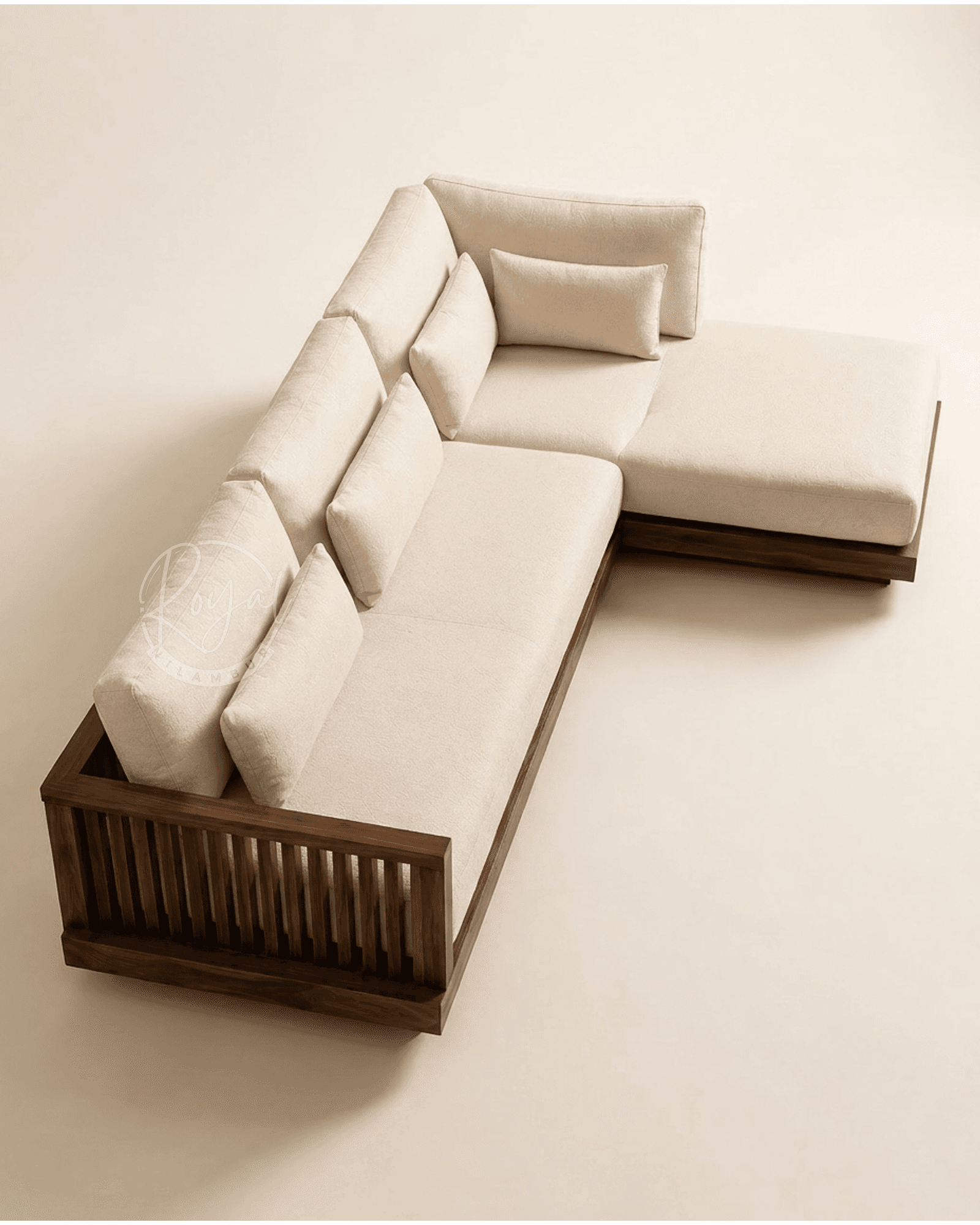 Royal Tyva Nilambur Teak Wood Corner Sofa