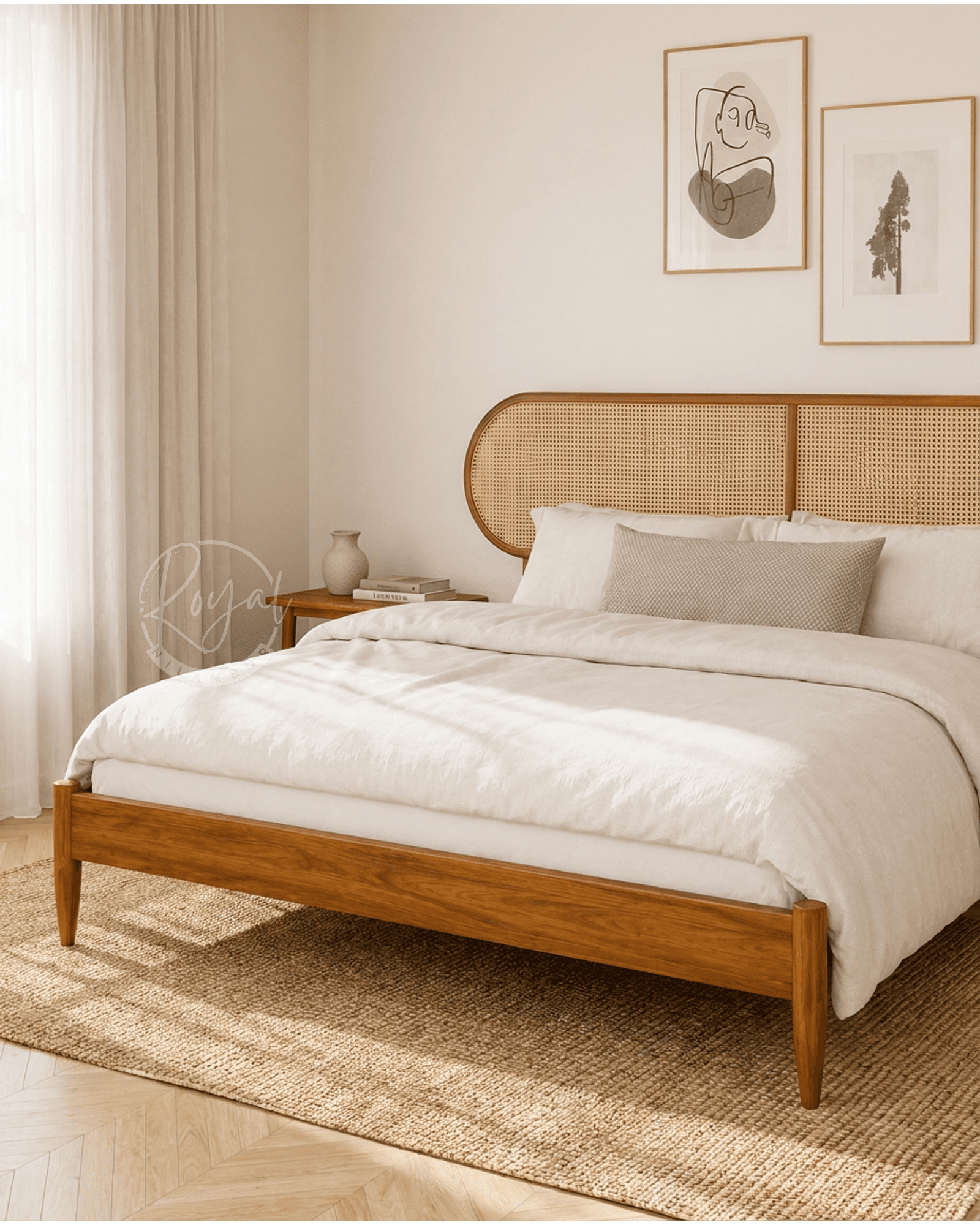Royal Vayrix Nilambur Teak Wood Cane Cot