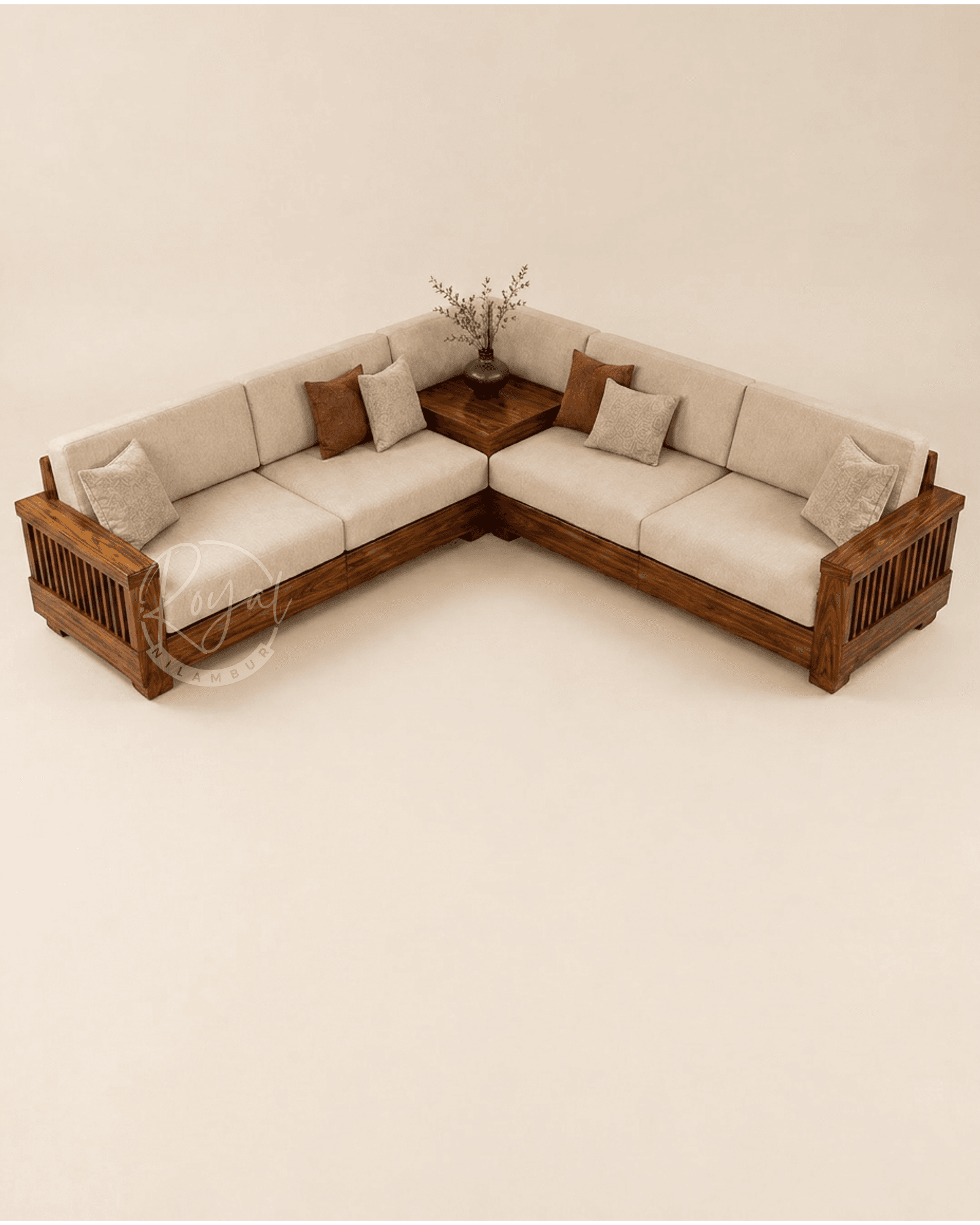Royal Vaibhava Nilambur Teak Wood Corner Sofa