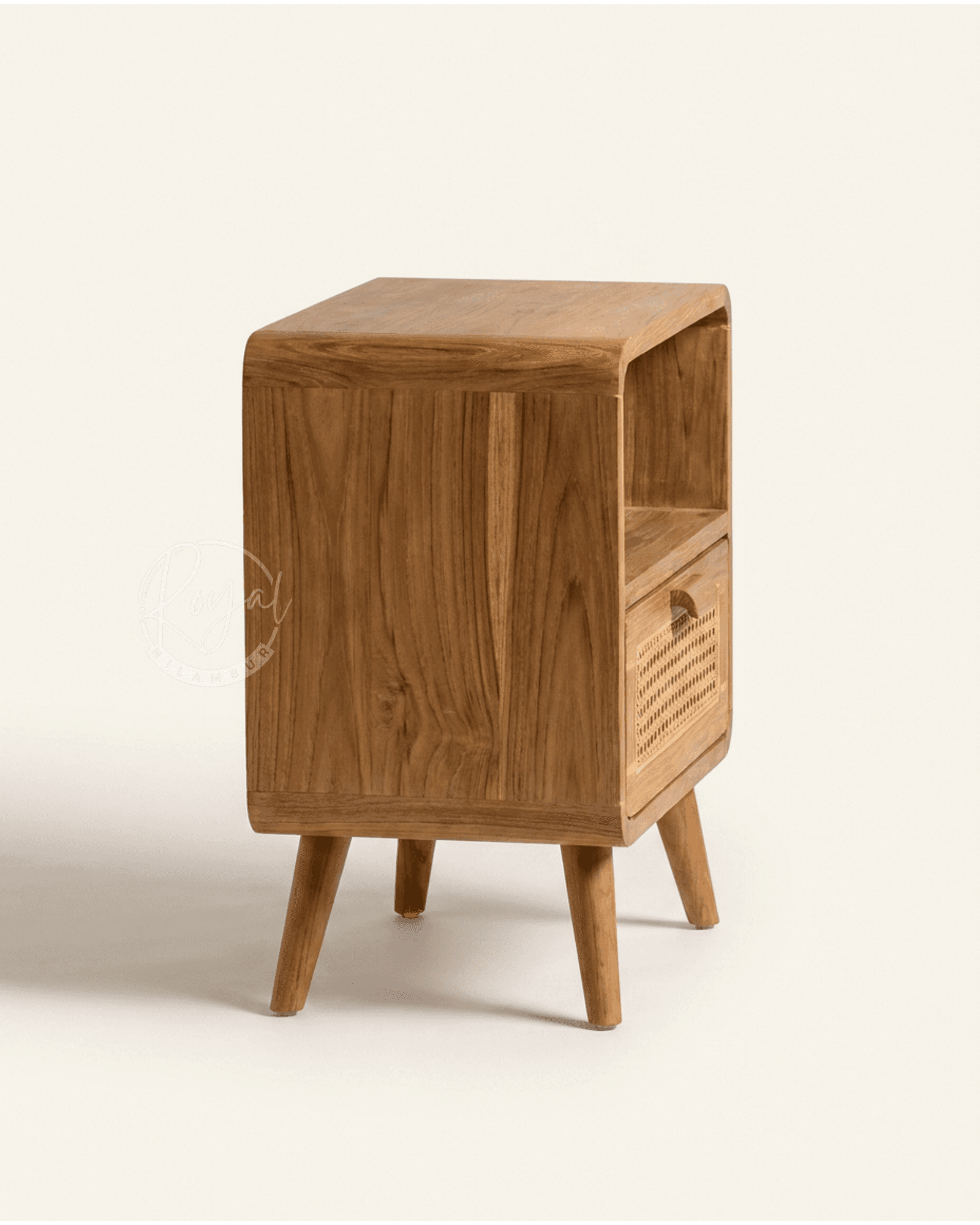 Royal Anvya Nilambur Teak Wood Bedside Table