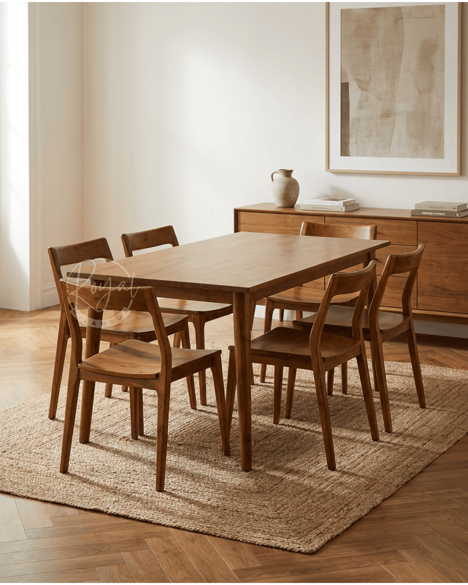 Royal Arvican Teak Wooden Cane Dining Set