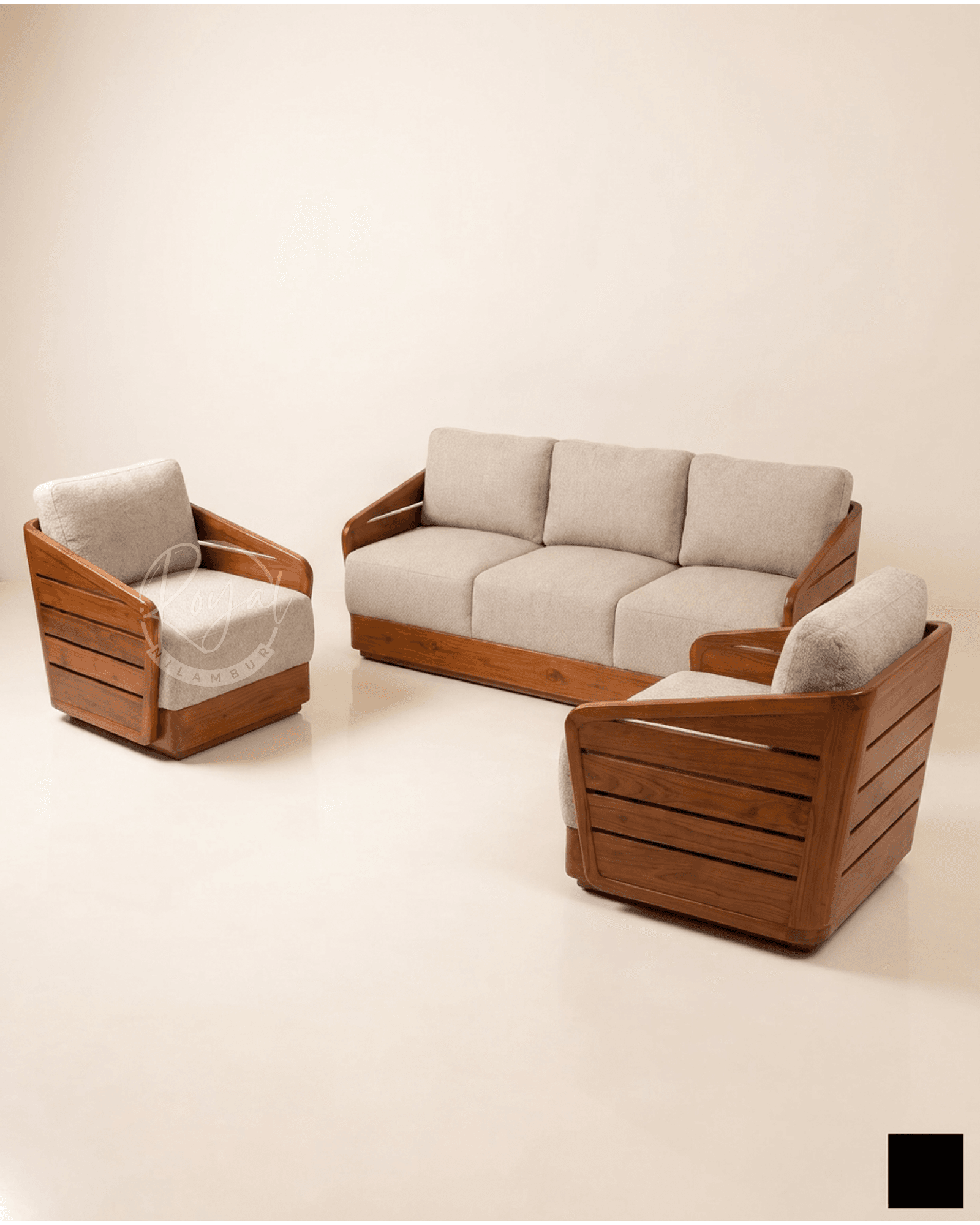 Royal Vedix Nilambur Teak Wood 5 Seater Sofa
