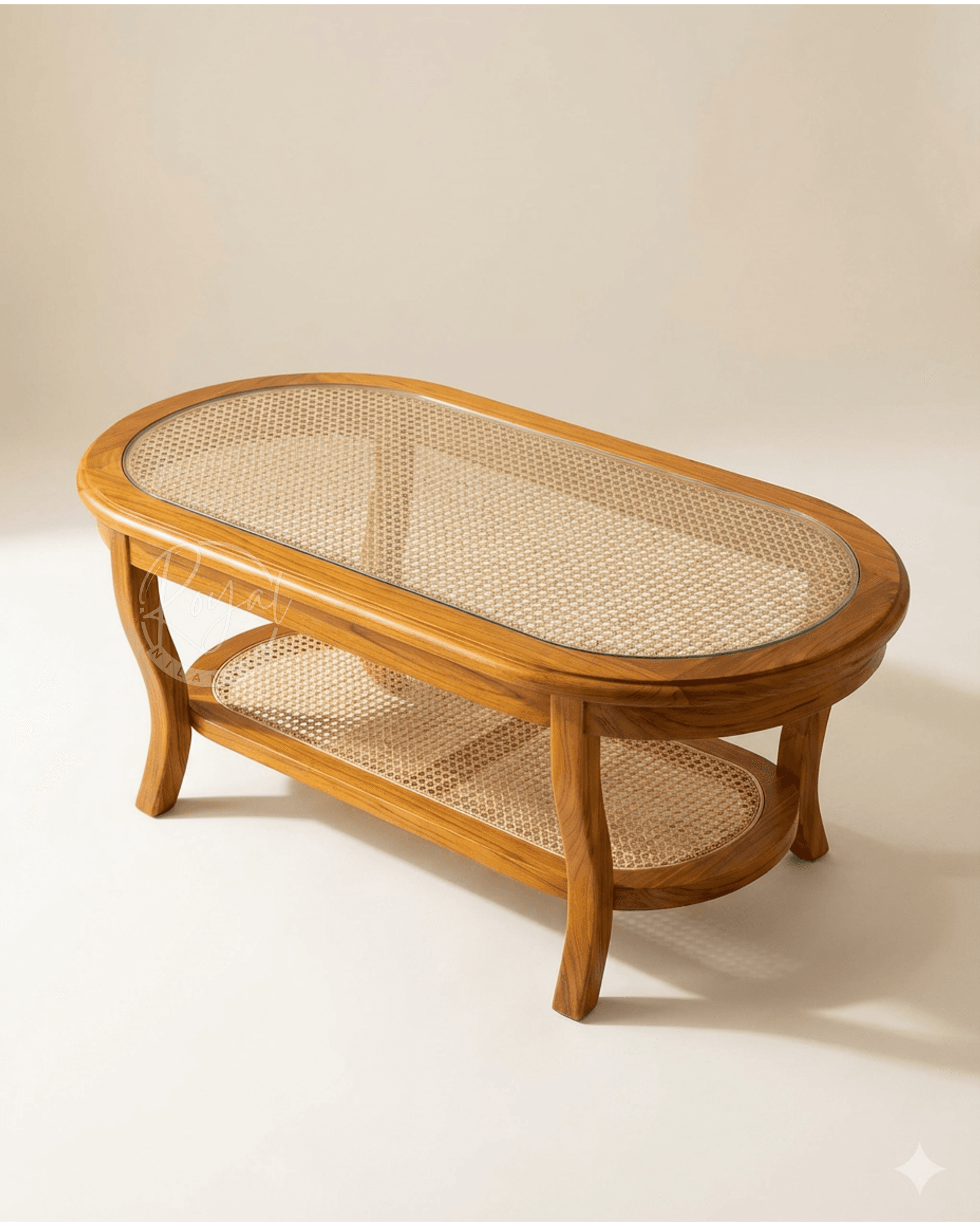 Royal Nilcan Teak Wooden Cane Coffee Table