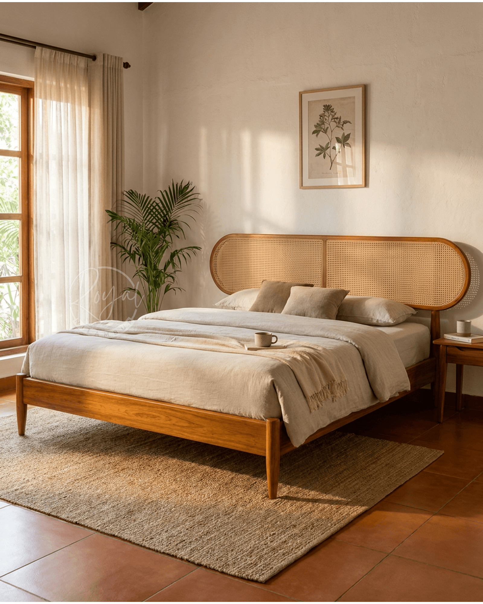 Royal Vayrix Nilambur Teak Wood Cane Cot