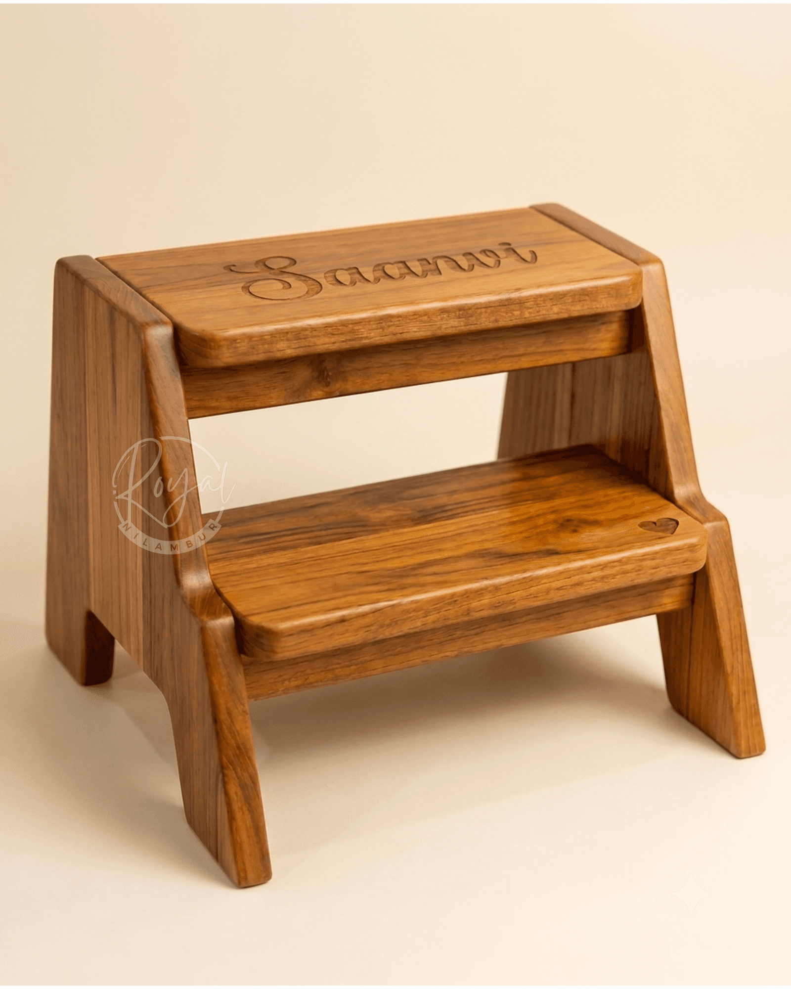 Royal Tarvix Nilambur Teak Wood Step Stool