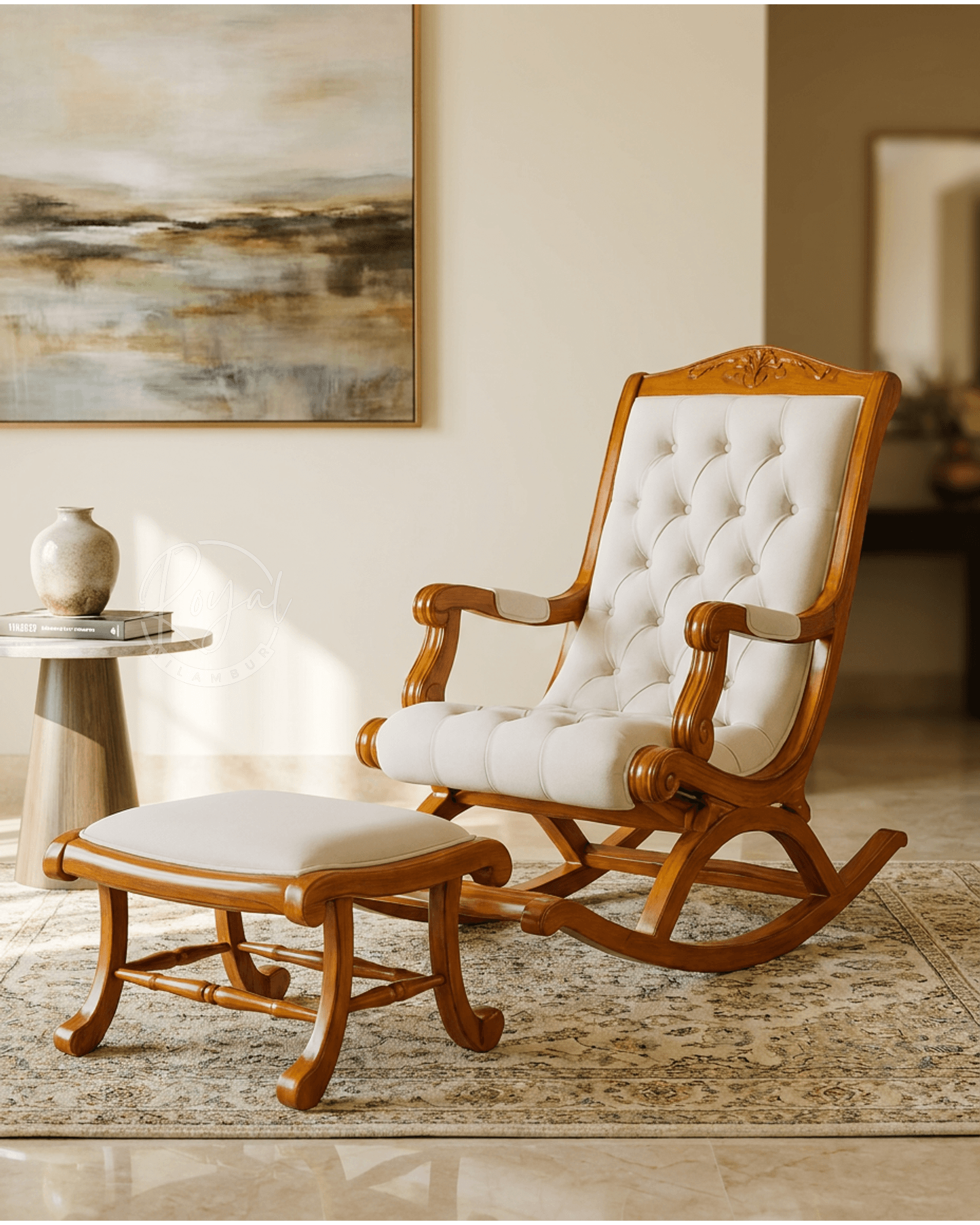 Royal Aurex Nilambur Teak Wood Rocking Chair