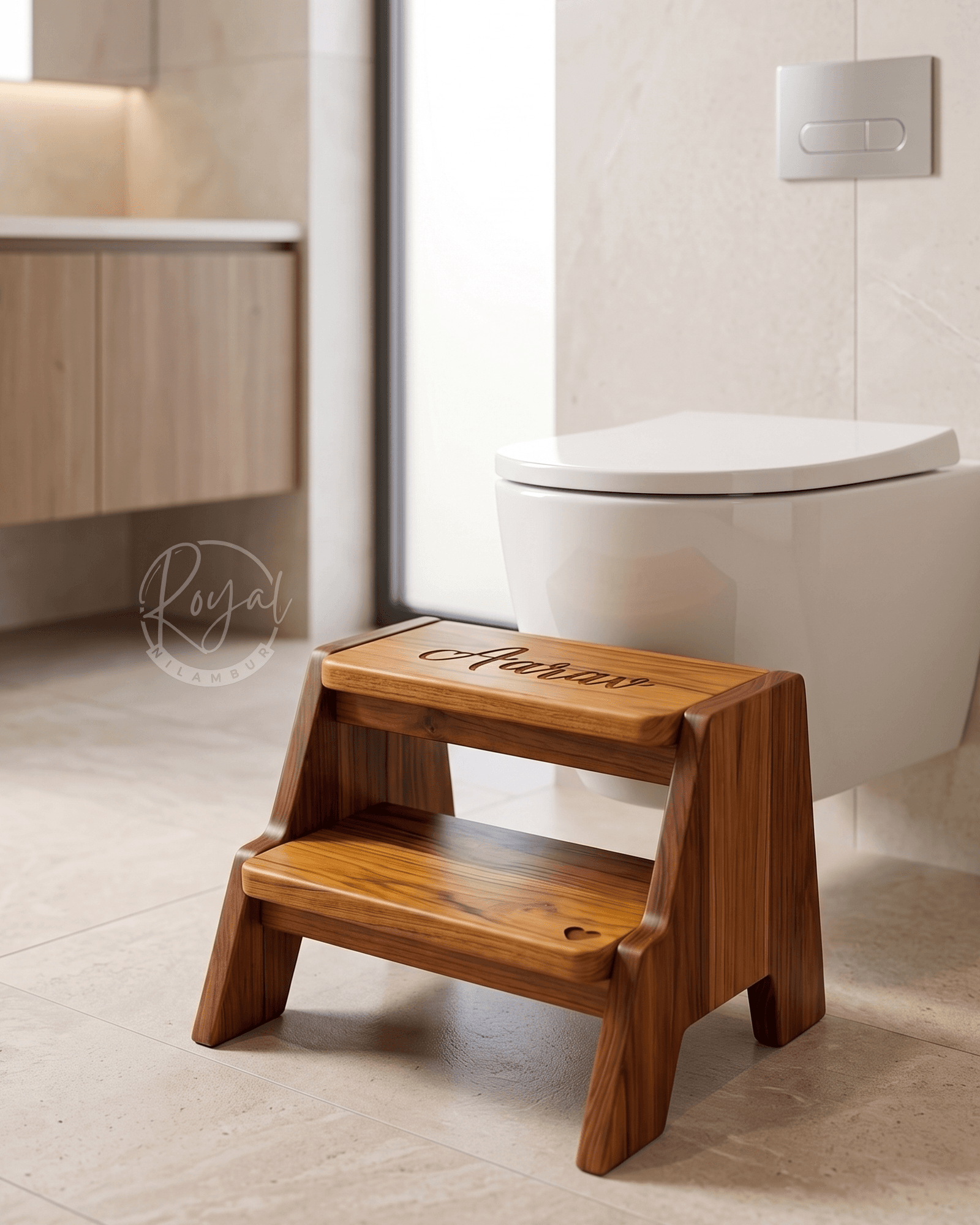 Royal Tarvix Nilambur Teak Wood Step Stool