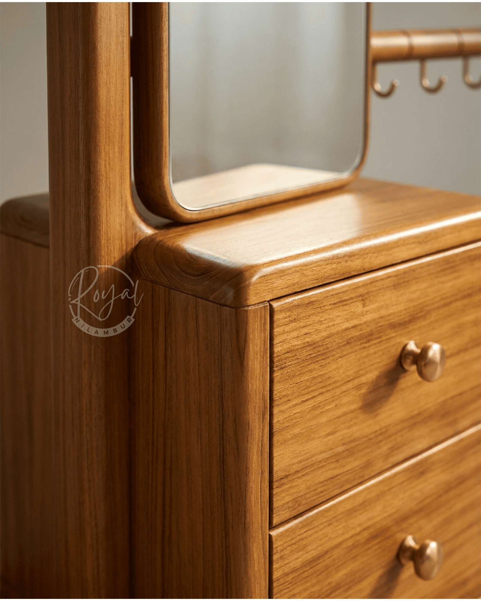 Royal Darpan Nilambur Teak Wood Dresser Mirror
