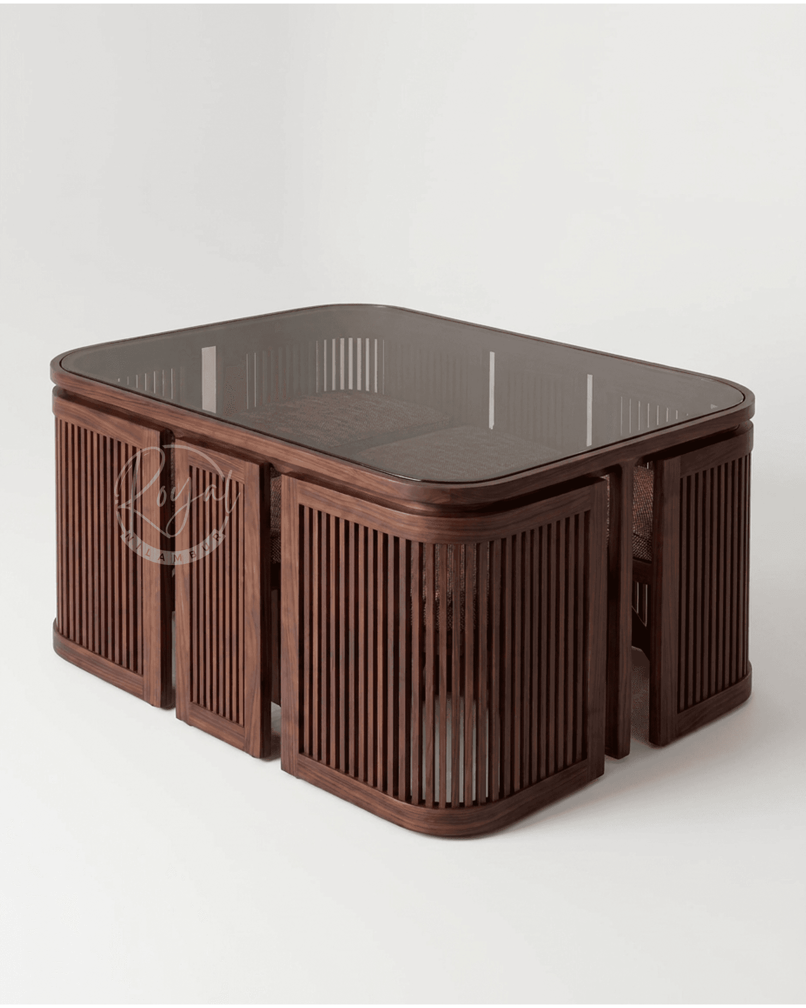 Royal Ahitiq Nilambur Teak Wood Kitchen Table With Glass Top