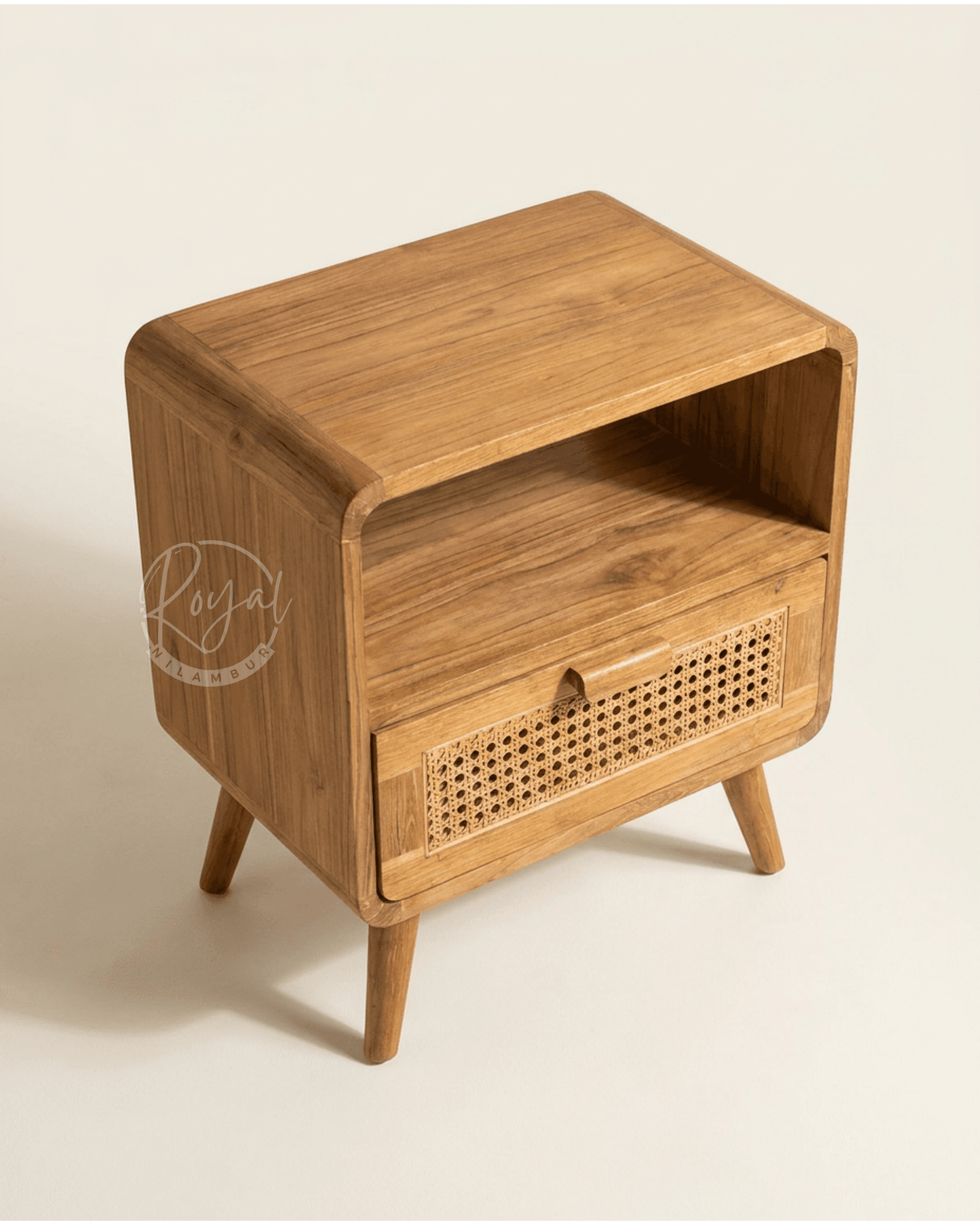 Royal Anvya Nilambur Teak Wood Bedside Table