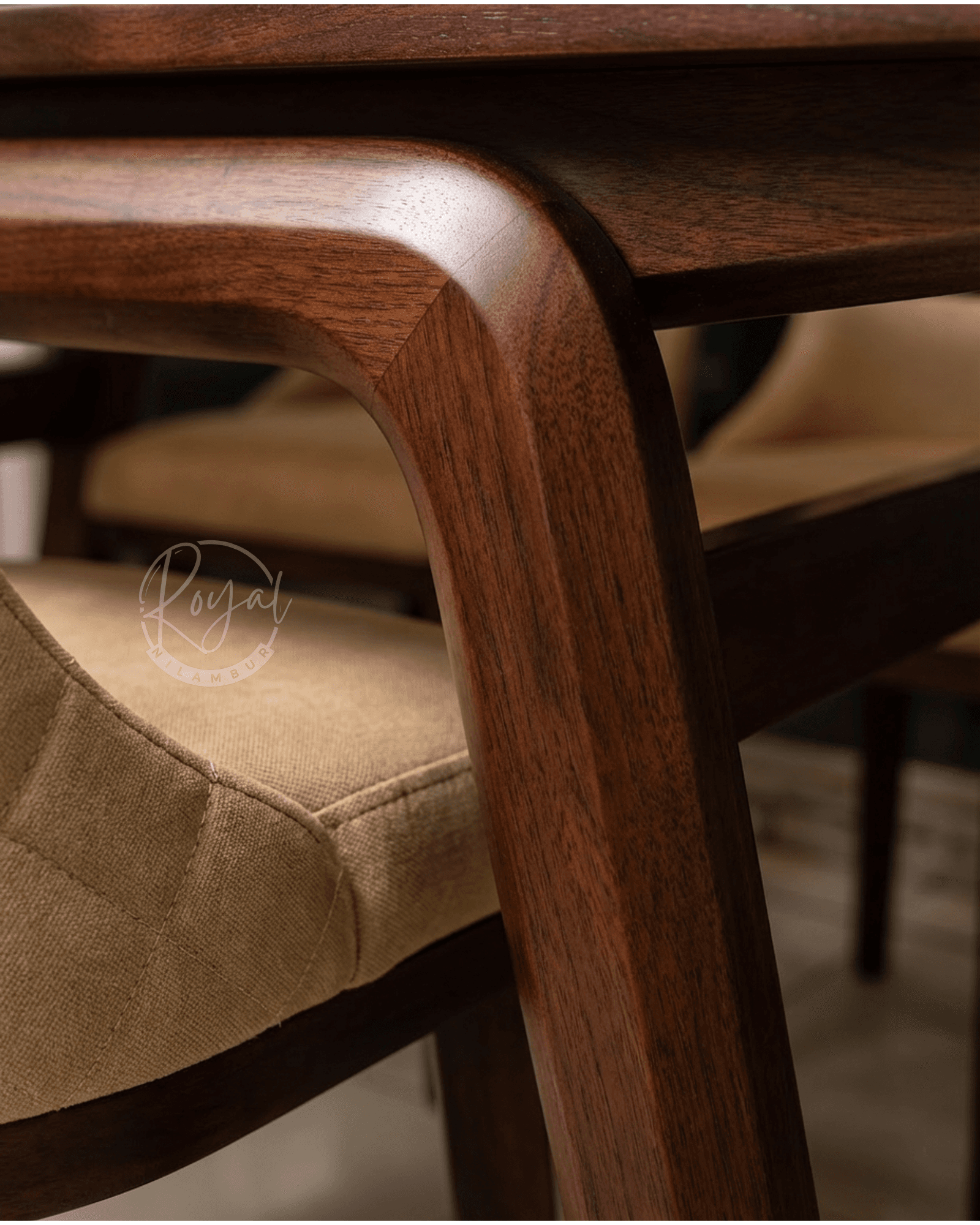 Royal Zynda Nilambur Teak Wood Dining Table With Glass Top