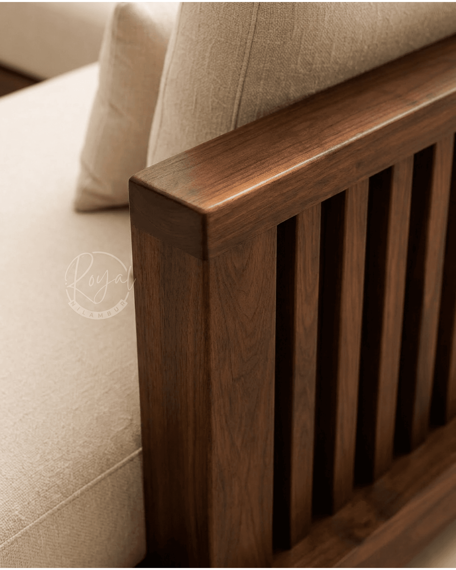 Royal Tyva Nilambur Teak Wood Corner Sofa