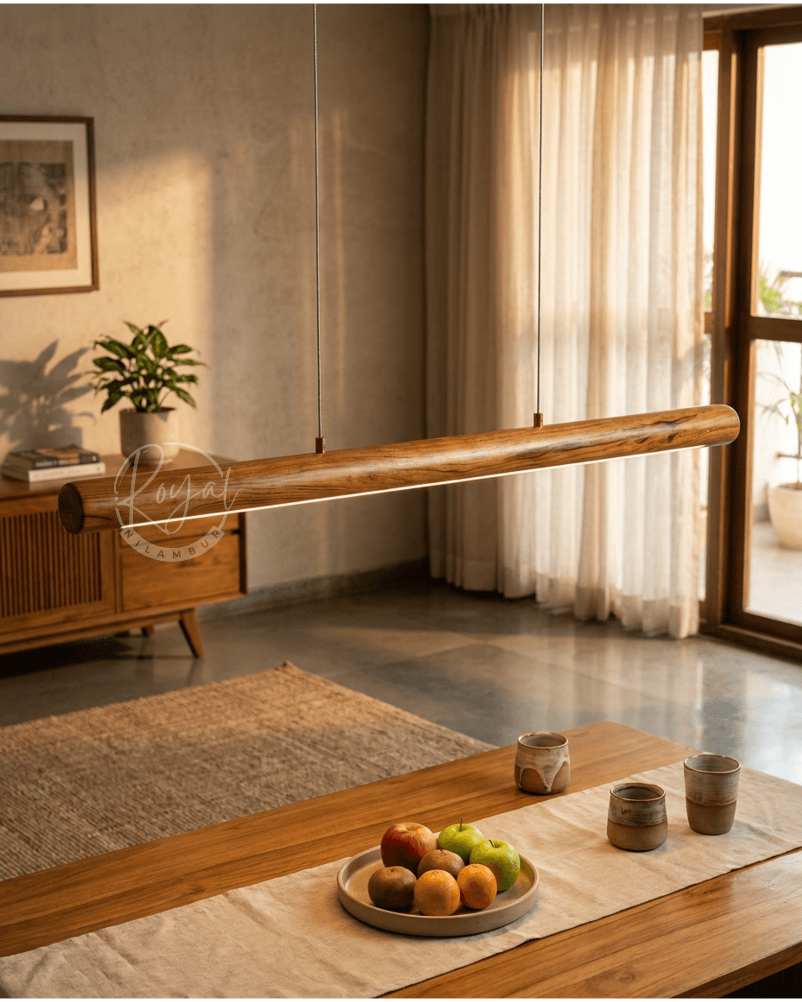 Royal Zephra Nilambur Teak Wood Pendant Light