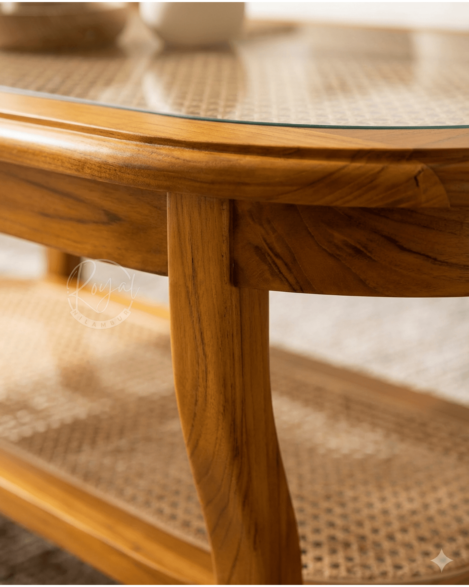 Royal Nilcan Teak Wooden Cane Coffee Table