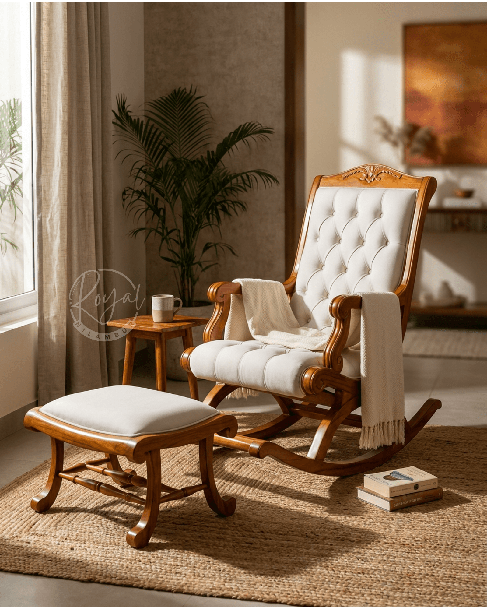 Royal Aurex Nilambur Teak Wood Rocking Chair