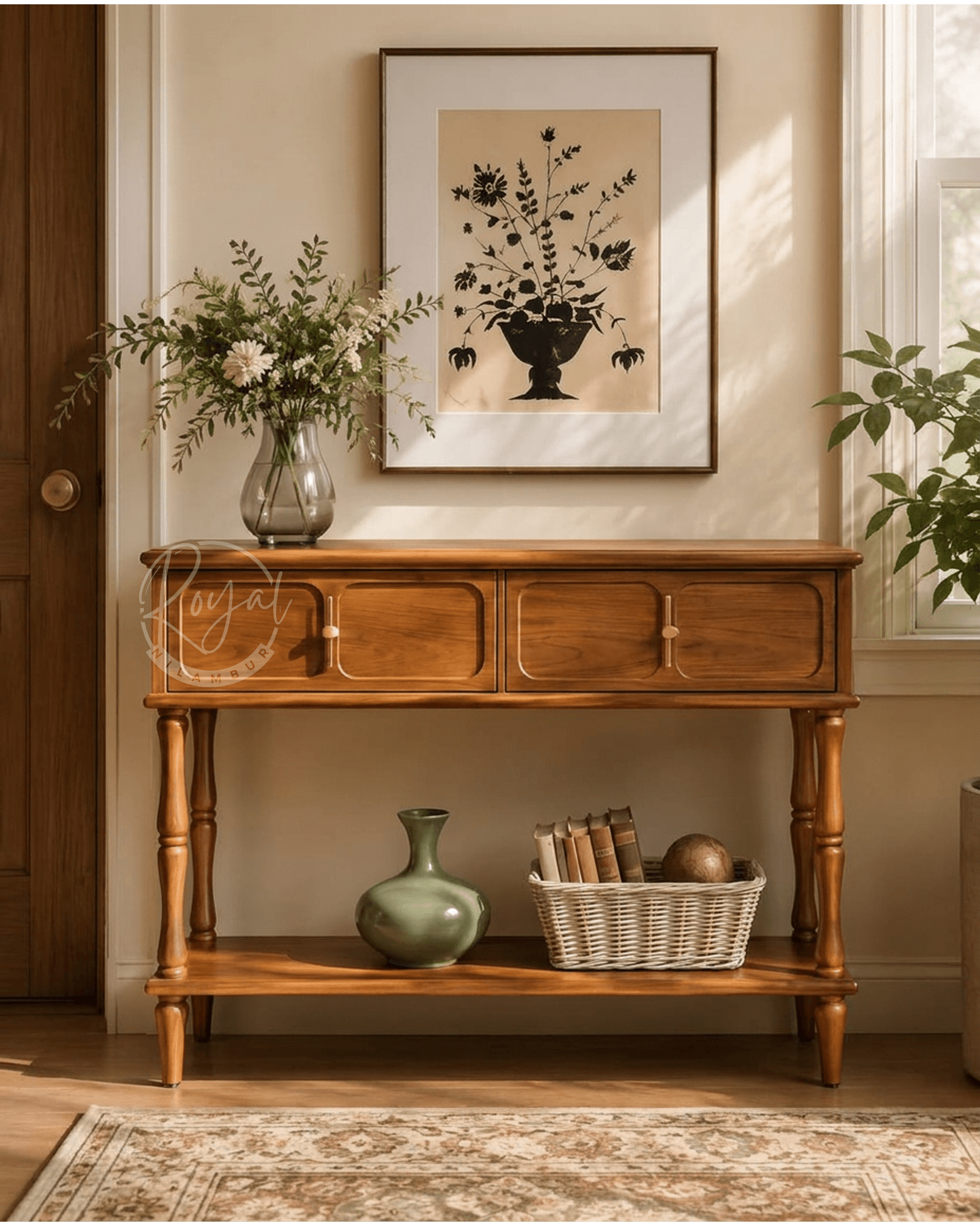 Royal Orvella Nilambur Teak Wood Console Table