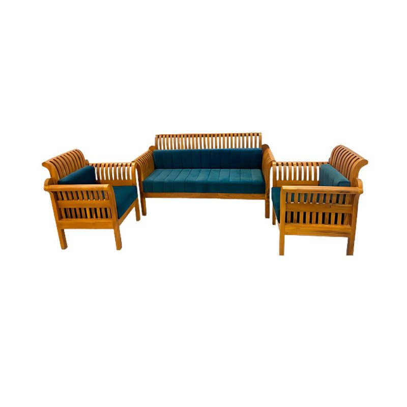 Nilambur teak wood 5 seater sofa