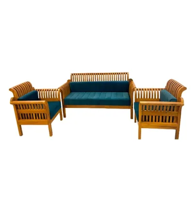 Nilambur teak wood 5 seater sofa