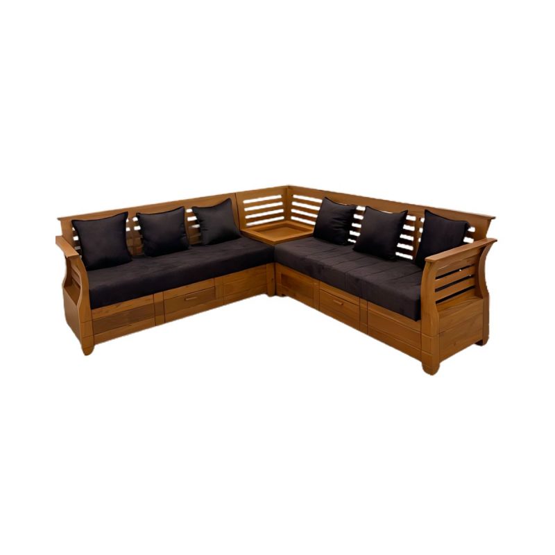 Nilambur teak wood corner sofa