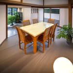 Royal Griha Marble Top Nilambur Teak Wood Dining Table