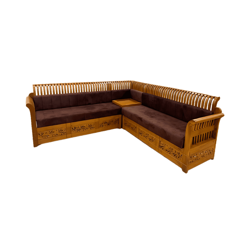 Nilambur teak wood corner sofa