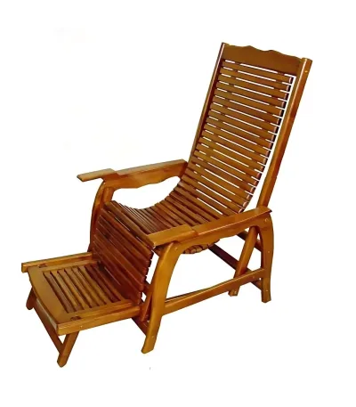 Easy chair featuring authentic Nilambur teak with adjustable backrest and integrated footrest