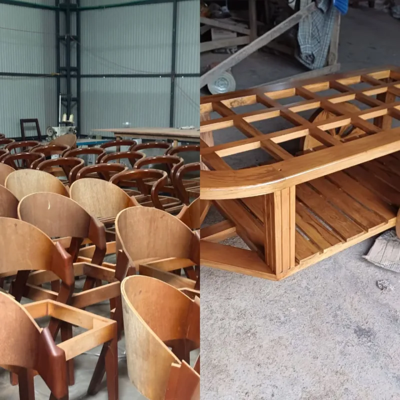 A side-by-side comparison of Nilambur teak wood and a generic teak wood, showcasing differences in color and grain.