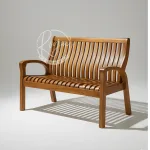 Wooden bench crafted from authentic GI-tagged Nilambur teak with Windsor spindle back design