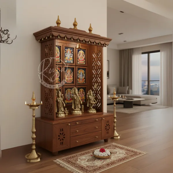 Royal Divyant Nilambur Teak Wood Pooja Mandir
