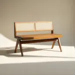 Teak Wooden Cane Bench