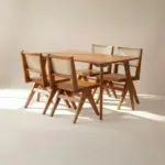 Teak Wooden Cane Dining Set