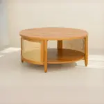 Teak Wooden Cane Coffee Table