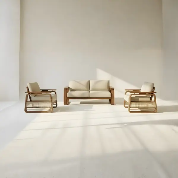 Teak Wooden Cane Sofa