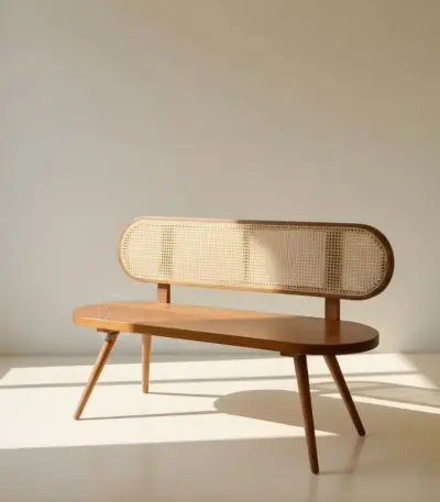 Wooden Cane Bench